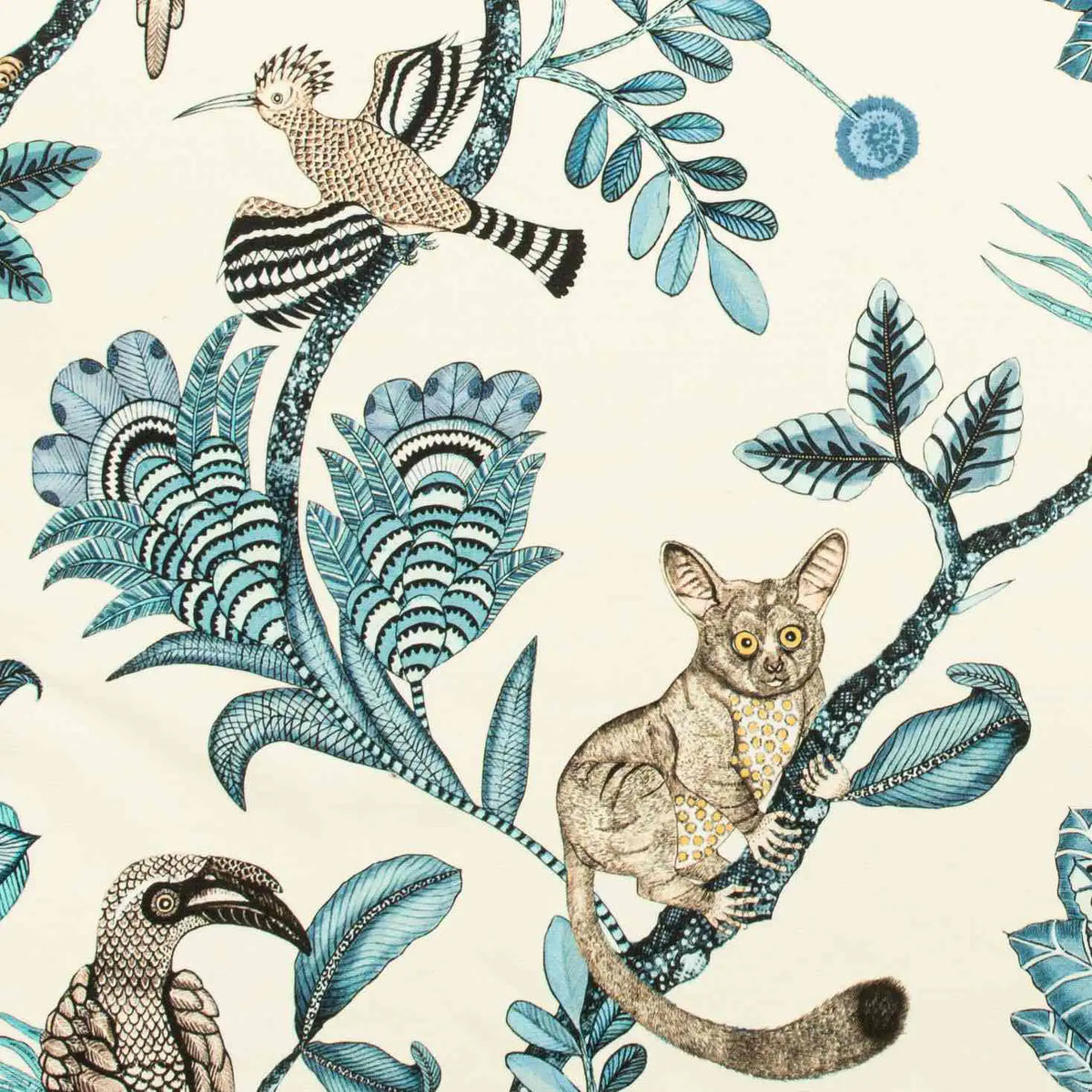 Camp Critters Tanzanite Linen Fabric Ardmore Design