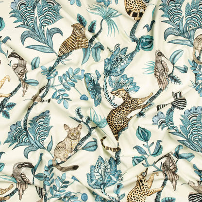 Camp Critters Tanzanite Linen Fabric Ardmore Design