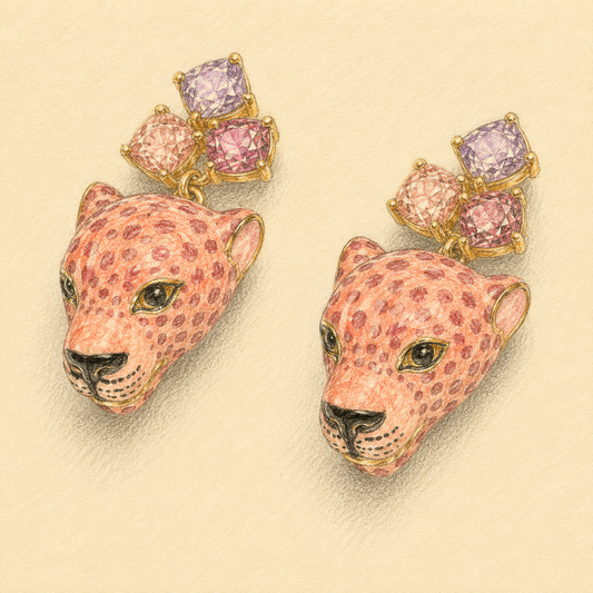 Leopard And Spinel Earrings