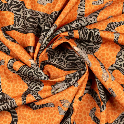 Cheetah Kings Coral Linen Fabric Ardmore Design