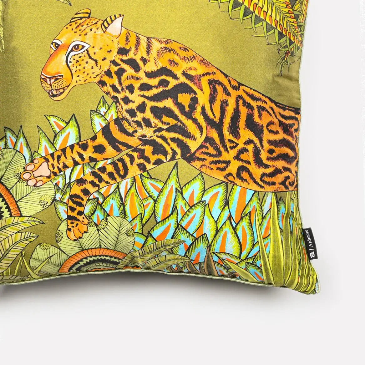 Cheetah Kings Forest Delta Silk Cushion Cover Ardmore Design