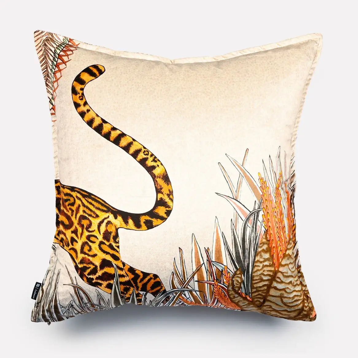 Cheetah Kings Forest Magnolia Velvet Cushion Cover Ardmore Design