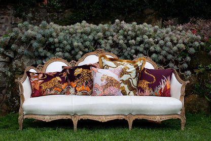 Cheetah Kings Forest Plum Velvet Cushion Cover Ardmore Design
