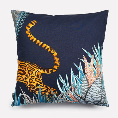 Cheetah Kings Forest Tanzanite Cotton Cushion Cover Ardmore Design