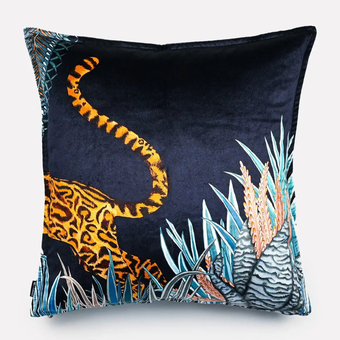 Cheetah Kings Forest Tanzanite Velvet Cushion Cover Ardmore Design