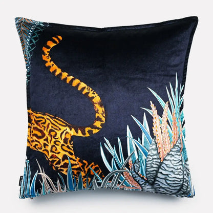 Cheetah Kings Forest Tanzanite Velvet Cushion Cover Ardmore Design