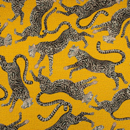 Cheetah Kings Gold Linen Fabric Ardmore Design