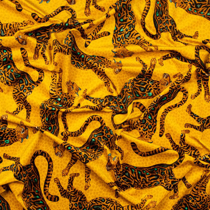 Cheetah Kings Gold Velvet Fabric Ardmore Design