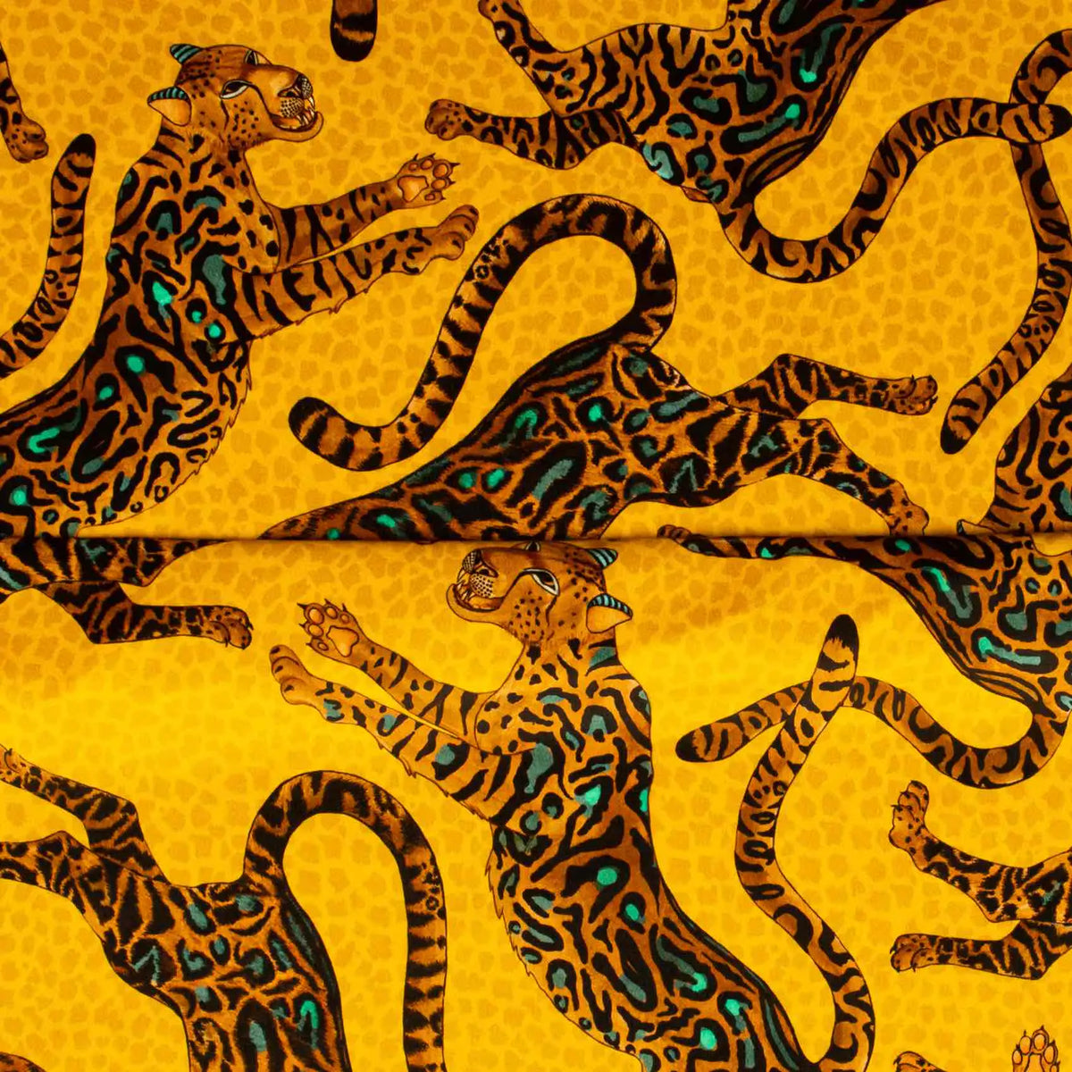 Cheetah Kings Gold Velvet Fabric Ardmore Design