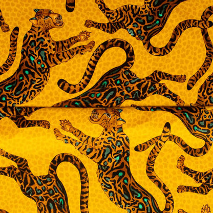 Cheetah Kings Gold Velvet Fabric Ardmore Design