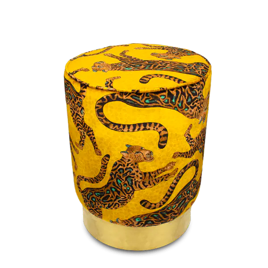 Cheetah Kings Gold Velvet Pouffe Ardmore Design
