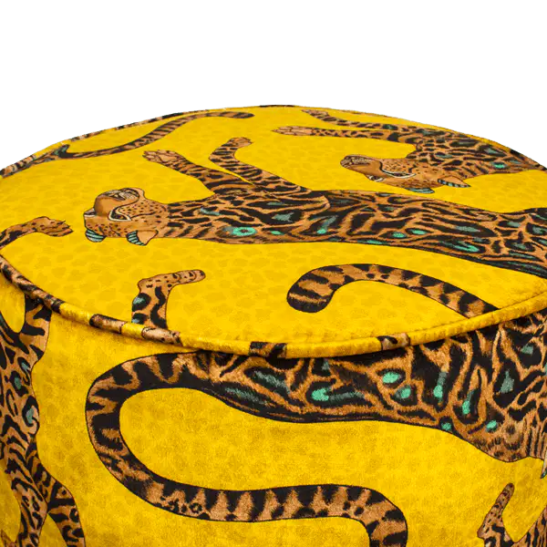 Cheetah Kings Gold Velvet Pouffe Ardmore Design