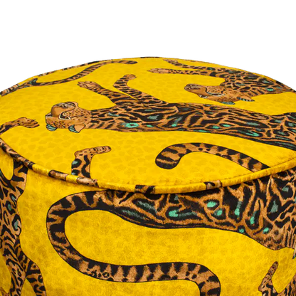 Cheetah Kings Gold Velvet Pouffe Ardmore Design