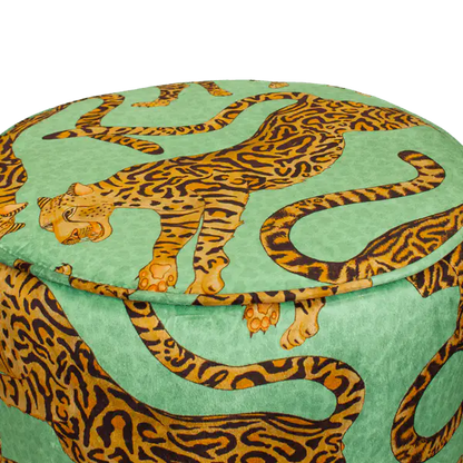 Cheetah Kings Jade Velvet Pouffe Ardmore Design