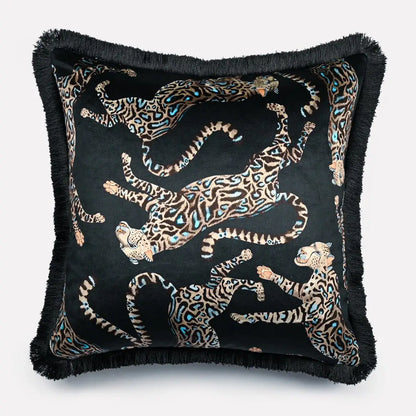 Cheetah Kings Starry Nights Cushion Cover with Fringe Ardmore Design