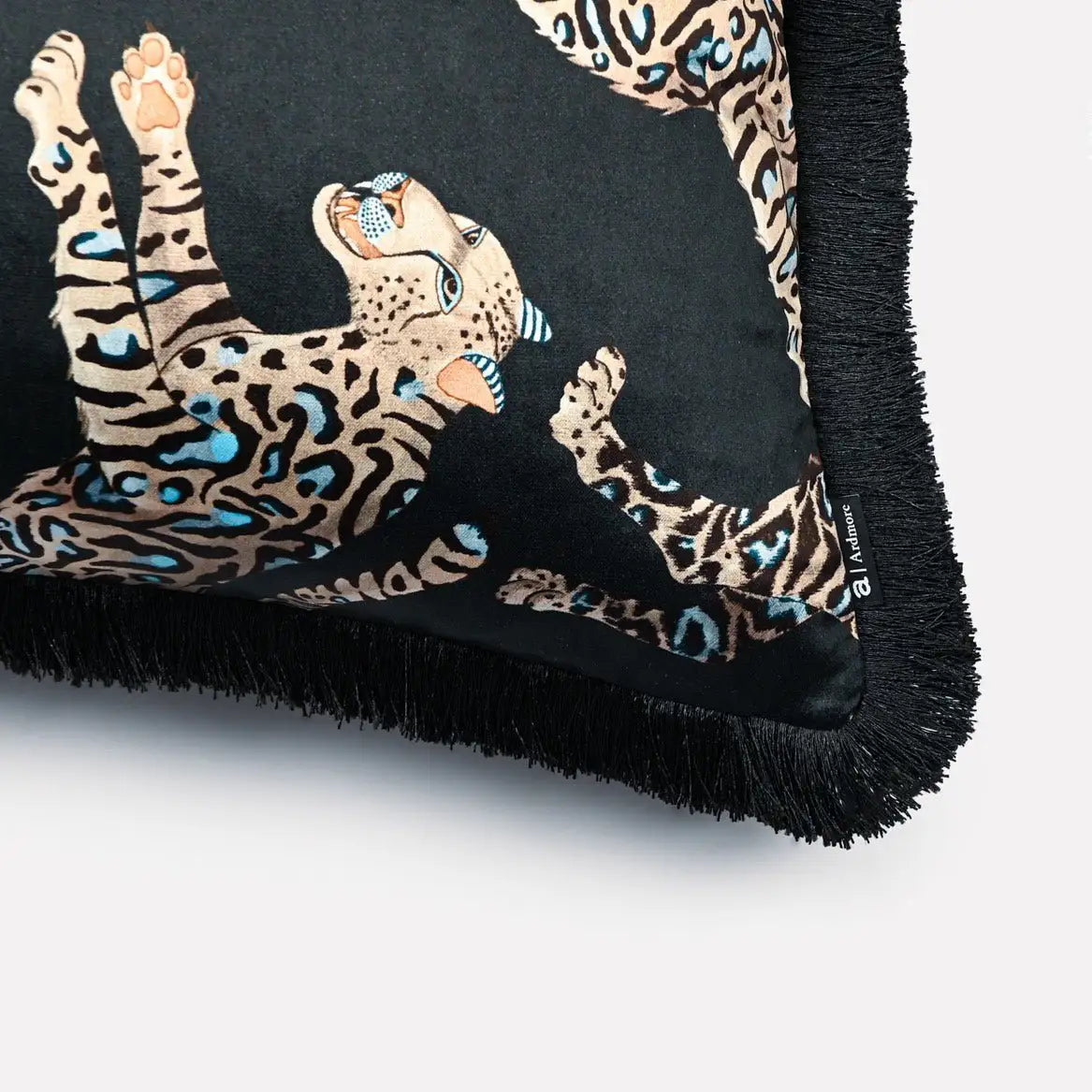 Cheetah Kings Starry Nights Cushion Cover with Fringe Ardmore Design