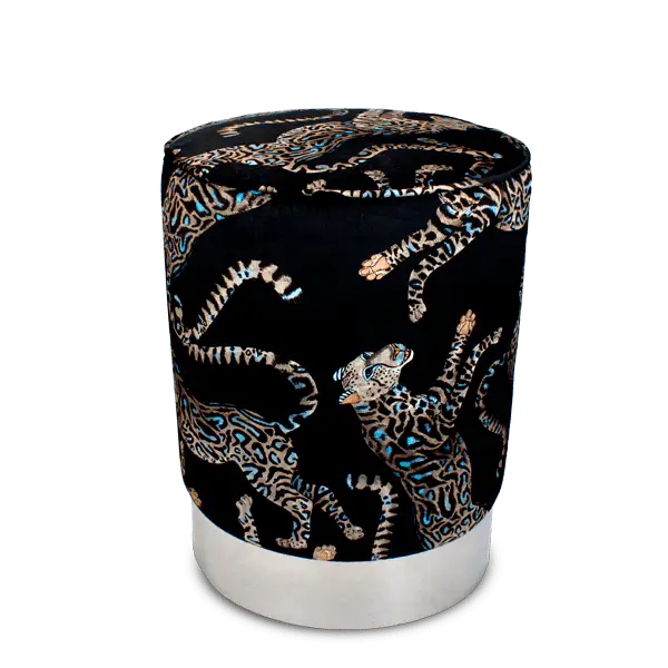 Cheetah Kings Starry Nights Velvet Pouffe Ardmore Design