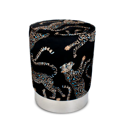 Cheetah Kings Starry Nights Velvet Pouffe Ardmore Design