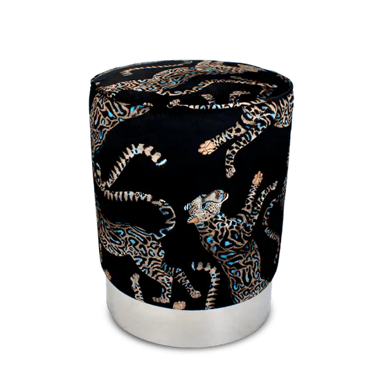 Cheetah Kings Starry Nights Velvet Pouffe Ardmore Design
