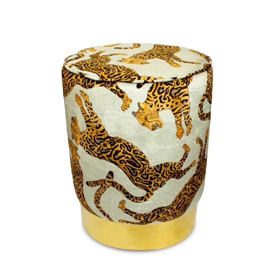 Cheetah Kings Stone Velvet Pouffe Ardmore Design