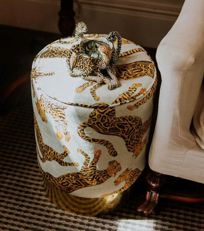 Cheetah Kings Stone Velvet Pouffe Ardmore Design