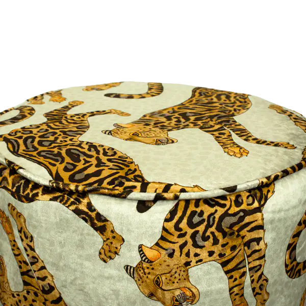 Cheetah Kings Stone Velvet Pouffe Ardmore Design