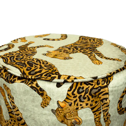 Cheetah Kings Stone Velvet Pouffe Ardmore Design