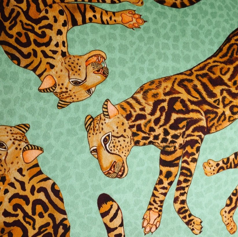 Cheetah Kings Jade Velvet Cushion Cover