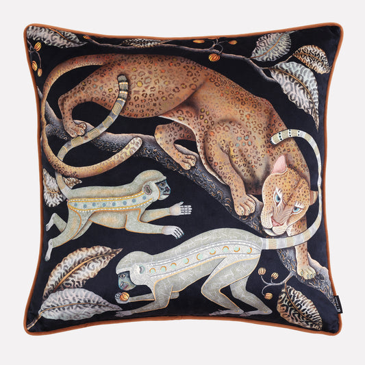 Monkey Tales Brass Velvet Cushion Cover
