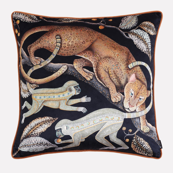 Monkey Tales Brass Velvet Cushion Cover