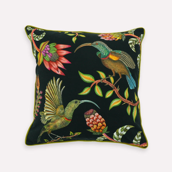 Protea Garden Night Cotton Cushion Cover