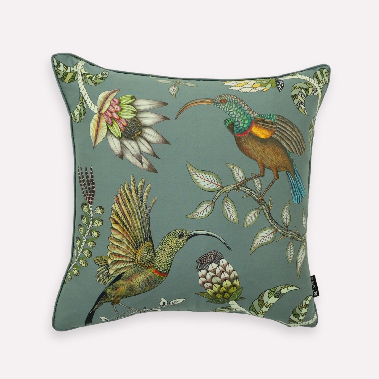 Protea Garden Ash Silk Cushion Cover