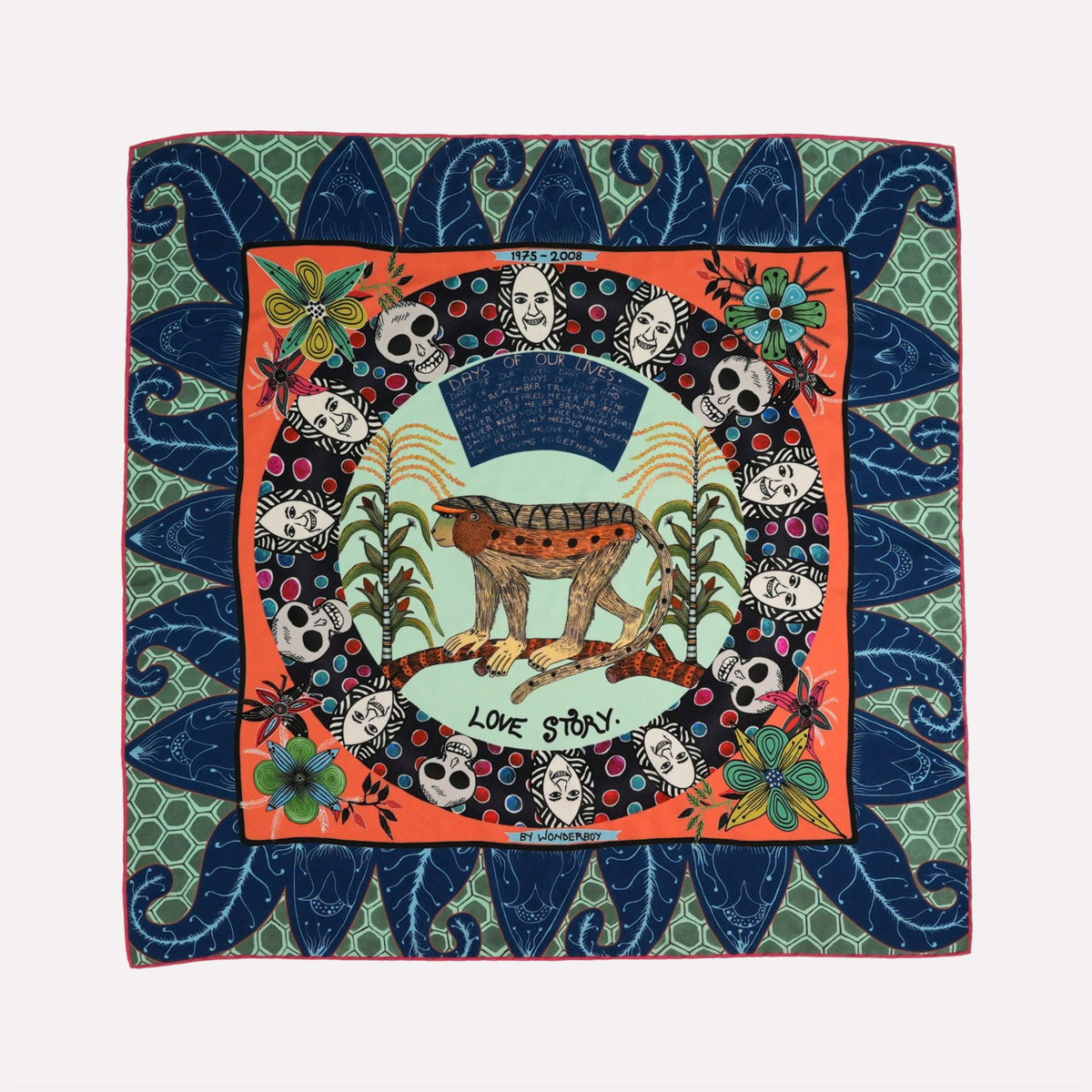 Wonderboy Love Story Silk Scarf Coral 65