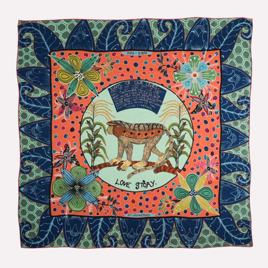 Wonderboy Love Story Silk Scarf Coral 90
