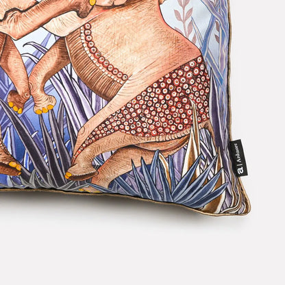 Dancing Elephant Mist Silk Cushion Cover Ardmore Design