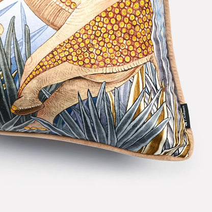 Dancing Elephant Mist Velvet Cushion Cover Ardmore Design