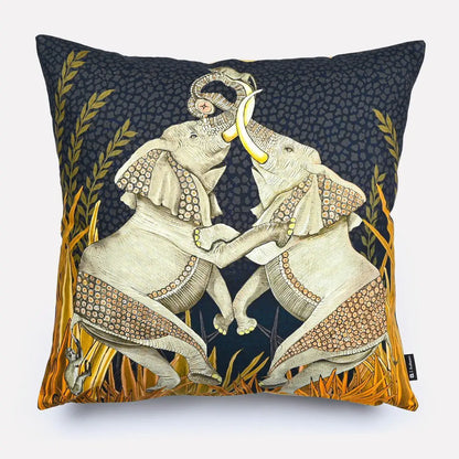 Dancing Elephant Moonlight Cotton Cushion Cover Ardmore Design