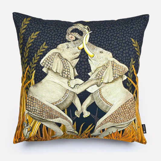 Dancing Elephant Moonlight Cotton Cushion Cover Ardmore Design