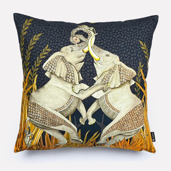 Dancing Elephant Moonlight Cotton Cushion Cover Ardmore Design