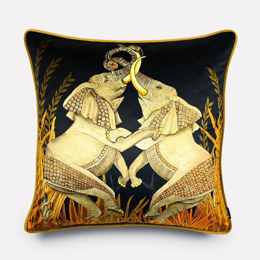 Dancing Elephant Moonlight Velvet Cushion Cover Ardmore Design