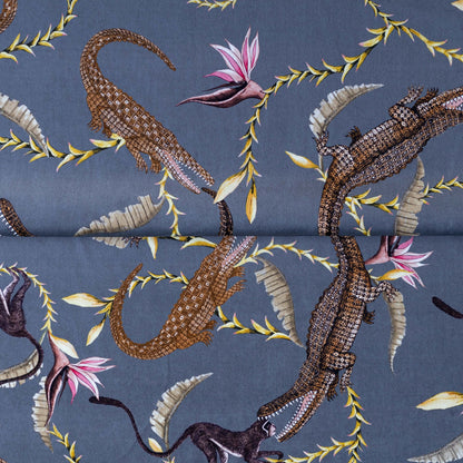 River Chase Silver Ripple Velvet Fabric