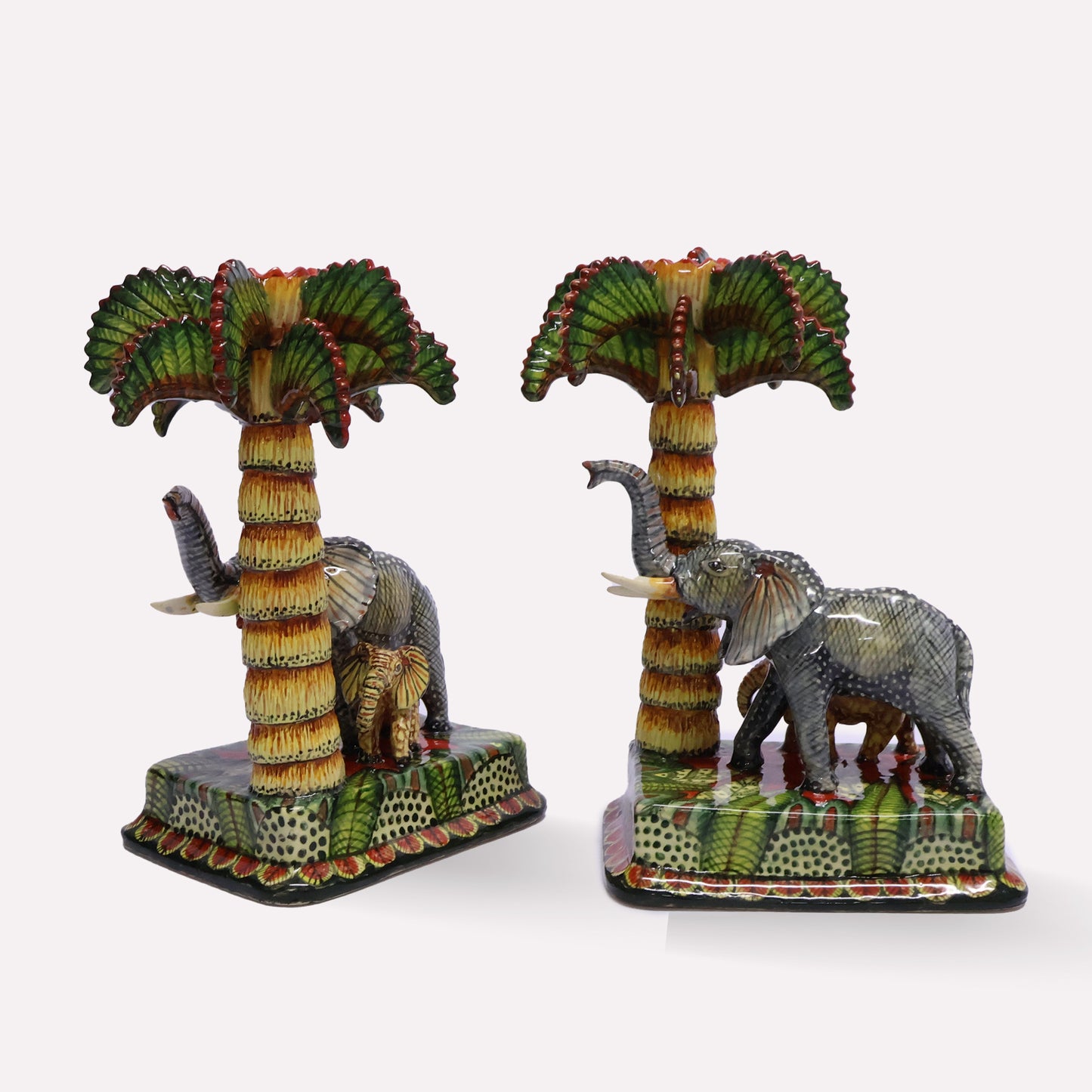 Elephant & Palm Tree Candle Holders