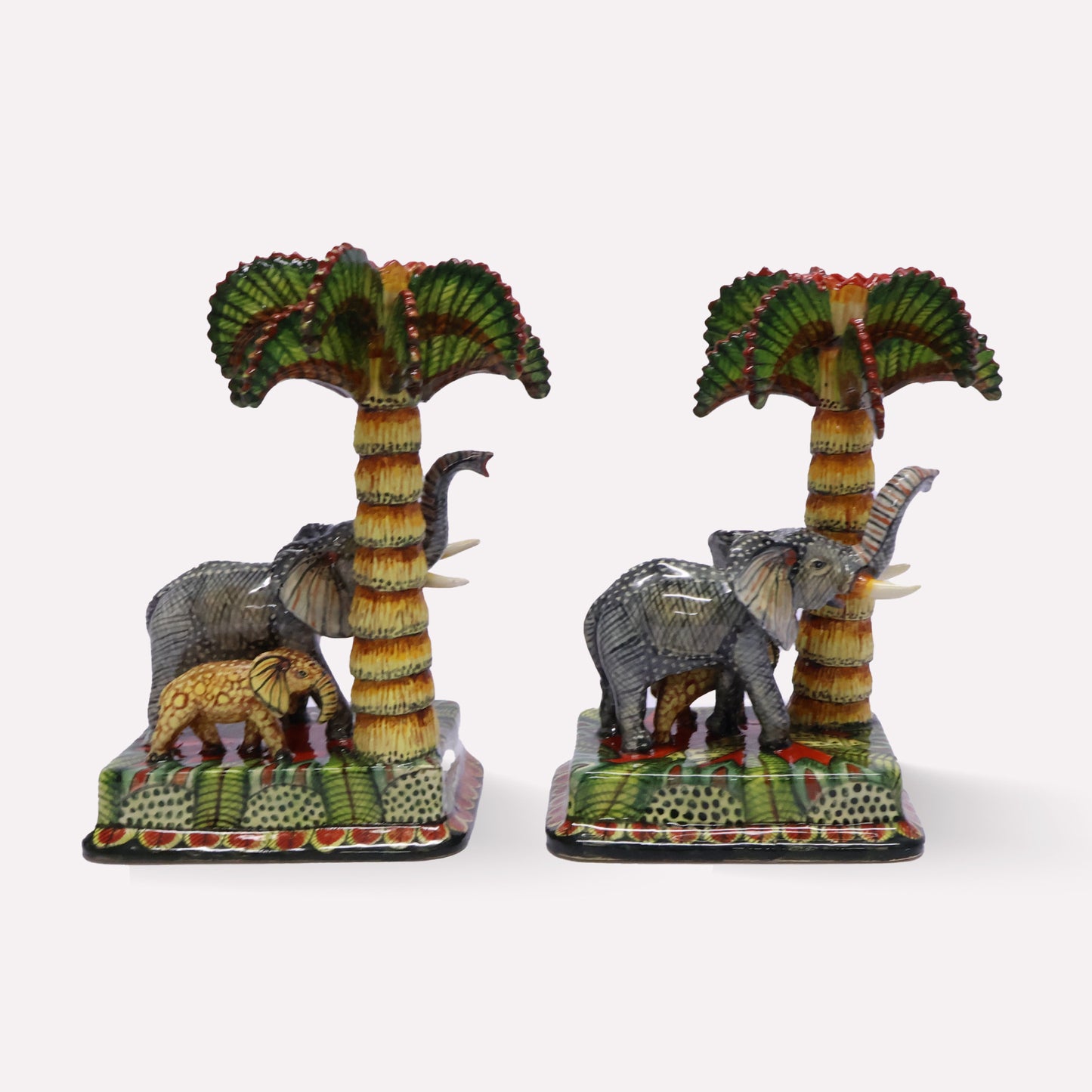 Elephant & Palm Tree Candle Holders