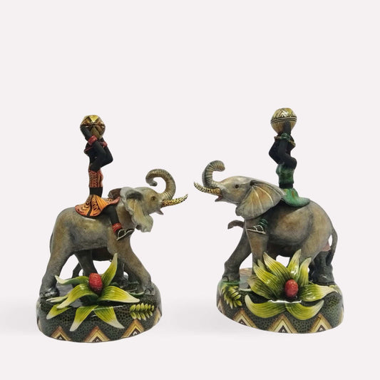 Elephant and Water Carriers Candle Holders