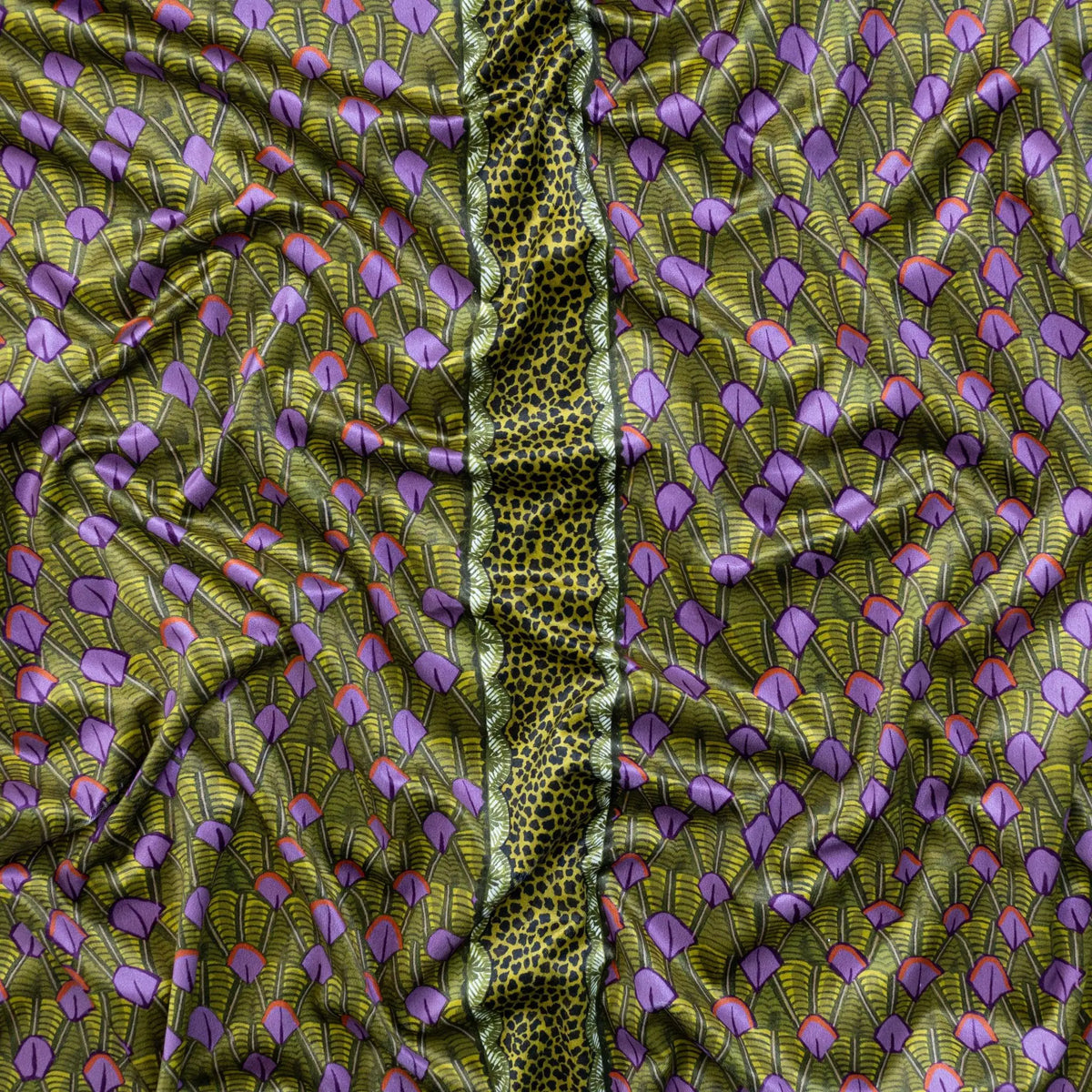Feather Chartreuse Velvet Fabric Ardmore Design
