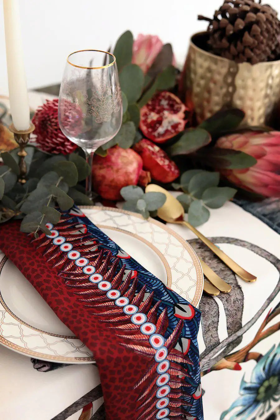 Feather Napkins in Royal Red (PAIR) Ardmore Design