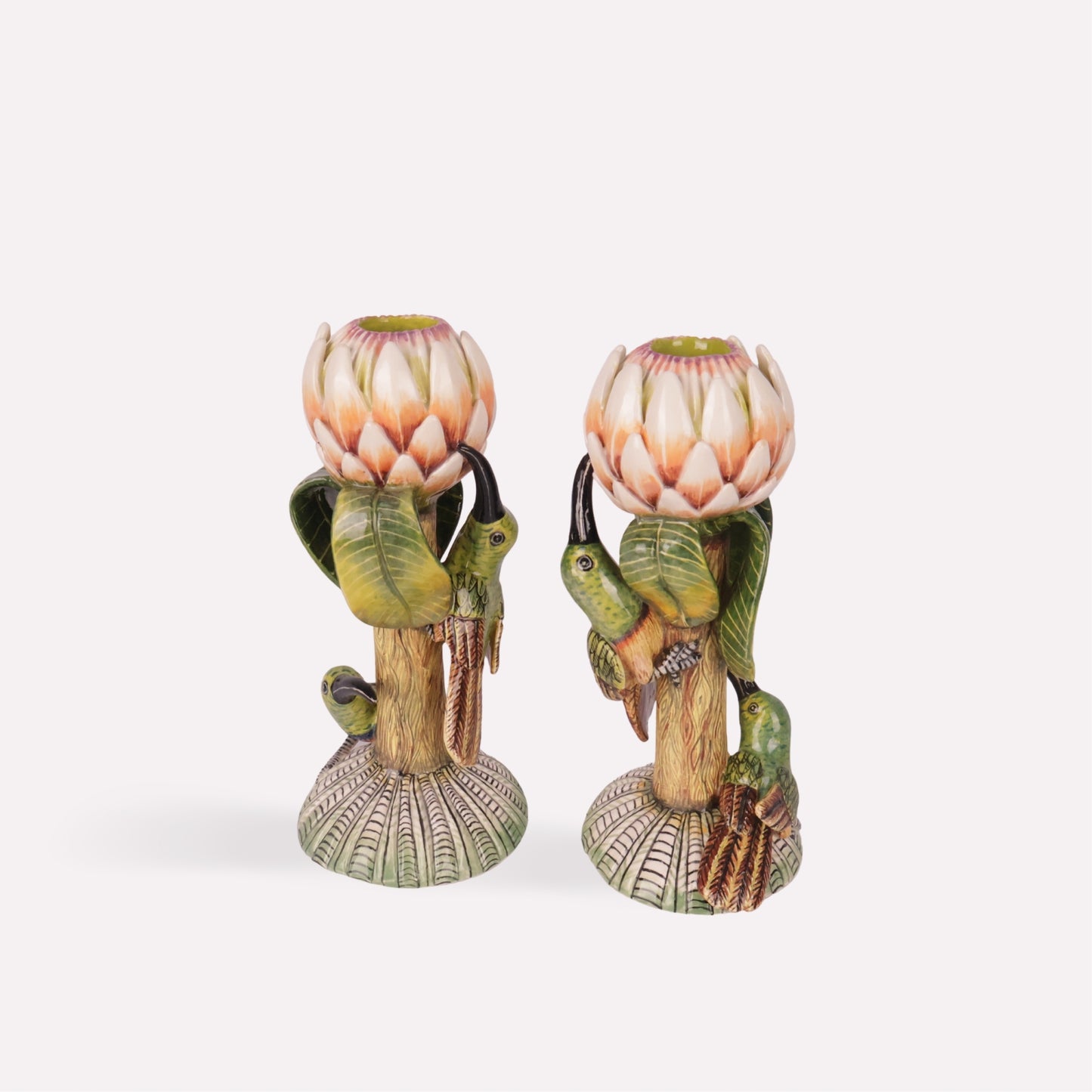 Sunbird and Protea Candle Holders