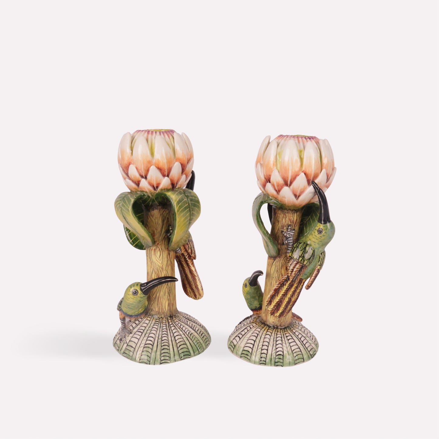 Sunbird and Protea Candle Holders