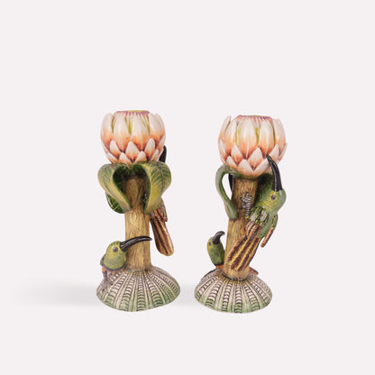Sunbird and Protea Candle Holders