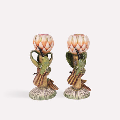 Sunbird and Protea Candle Holders
